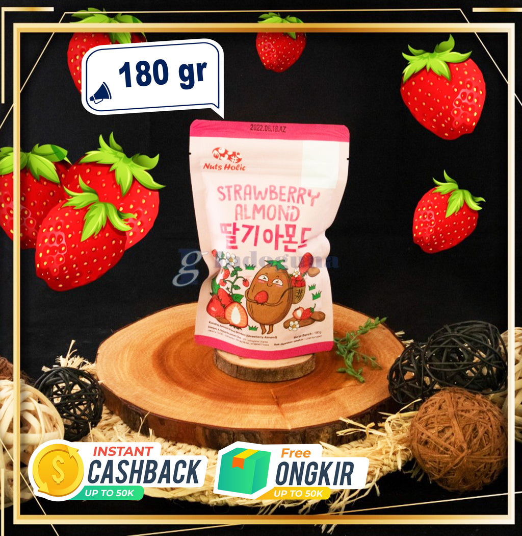 NUTS HOLIC ALMOND STRAWBERRY 180GR Merah Food