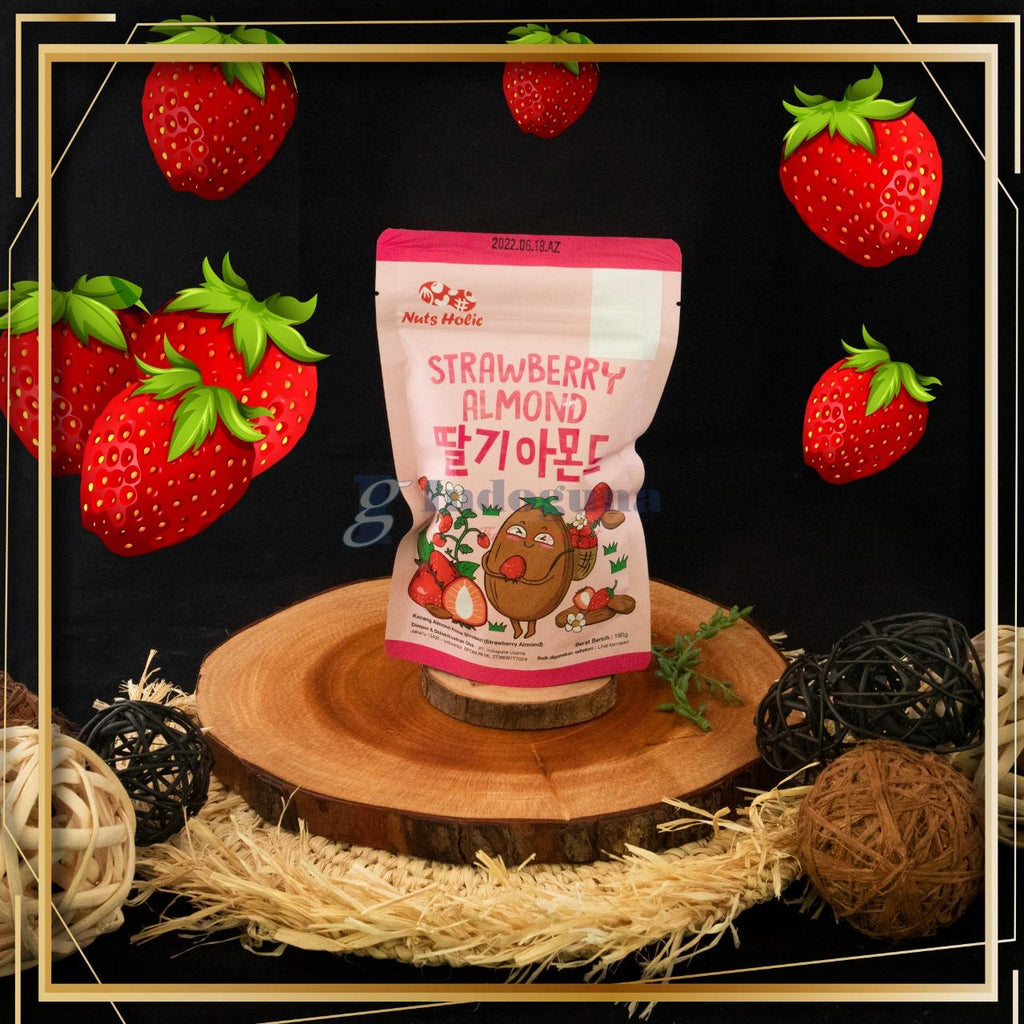 NUTS HOLIC ALMOND STRAWBERRY 180GR Merah Food