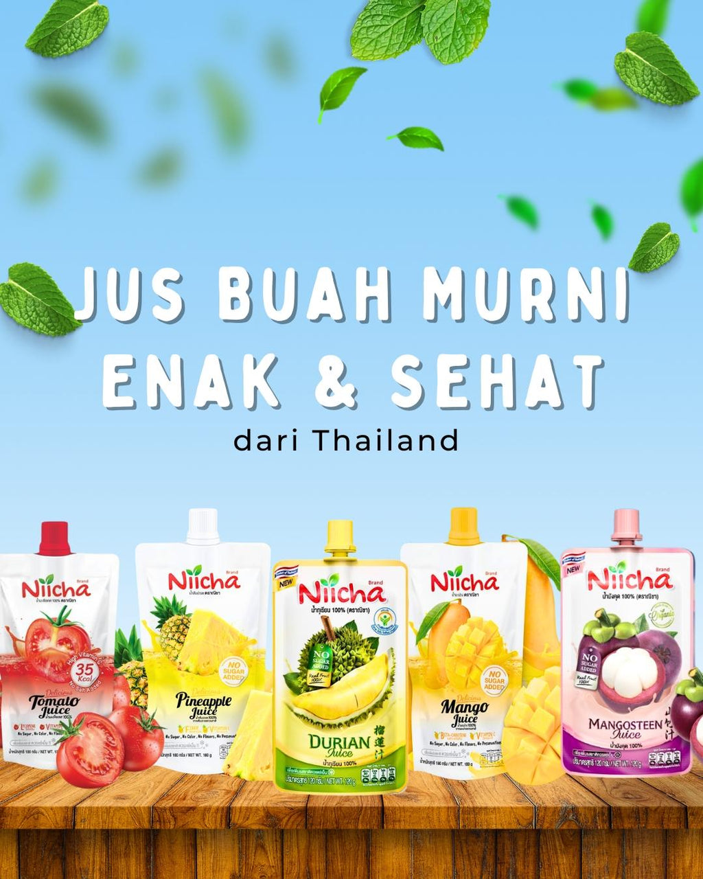 Niicha Pure Fruit Juice Delicious & Healthy 120g from Thailand