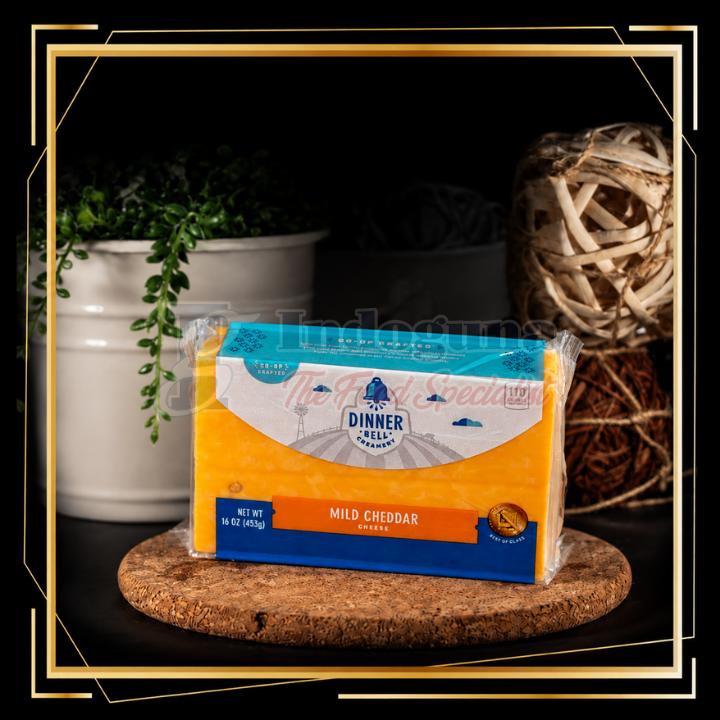 Dinner Bell Creamery Mild Cheddar Colored Cheese Block 453gr