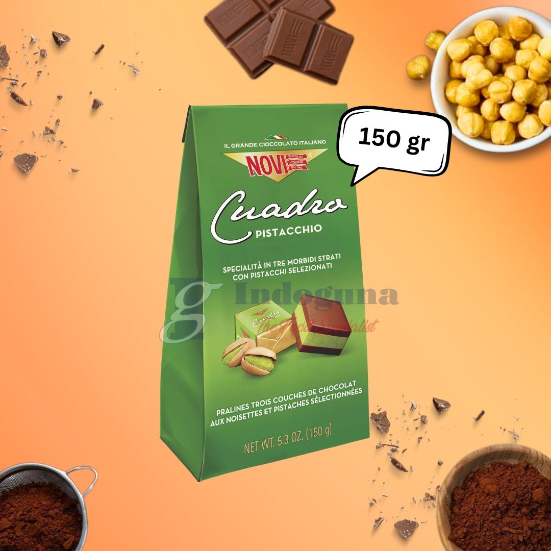 Novi Cuadro Chocolate Classic 150 Gr - Cokelat Hitam Manis dengan Kacang Hazel & Pistachio - Pralines Box 250 Gr - Kualitas Terbaik